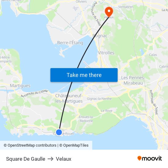Square De Gaulle to Velaux map