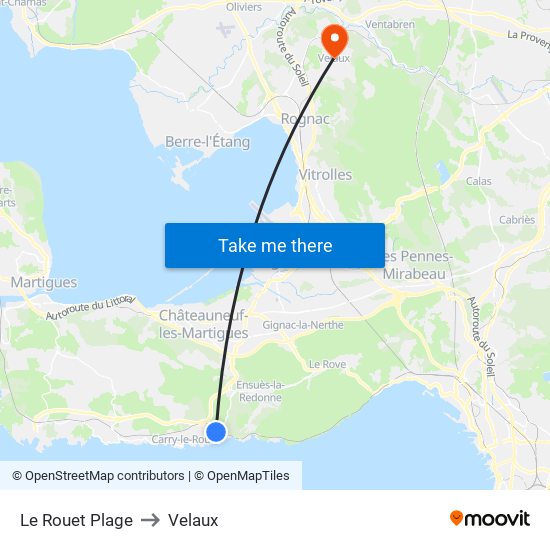 Le Rouet Plage to Velaux map
