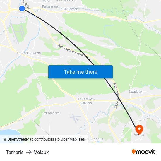 Tamaris to Velaux map