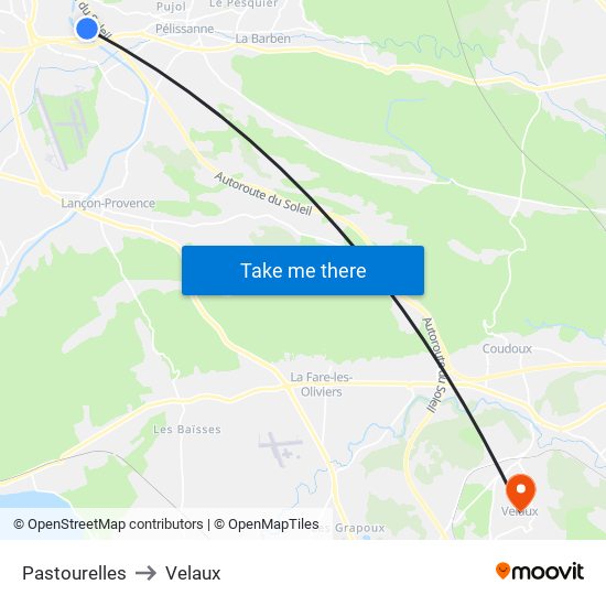 Pastourelles to Velaux map