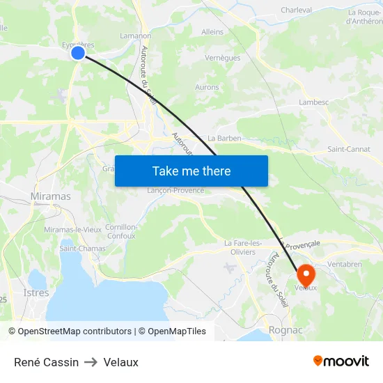René Cassin to Velaux map
