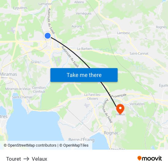 Touret to Velaux map