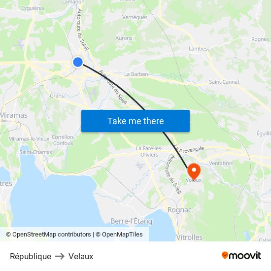 République to Velaux map