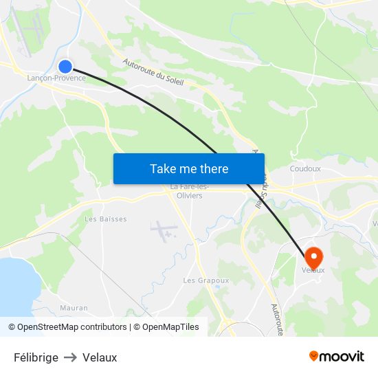 Félibrige to Velaux map