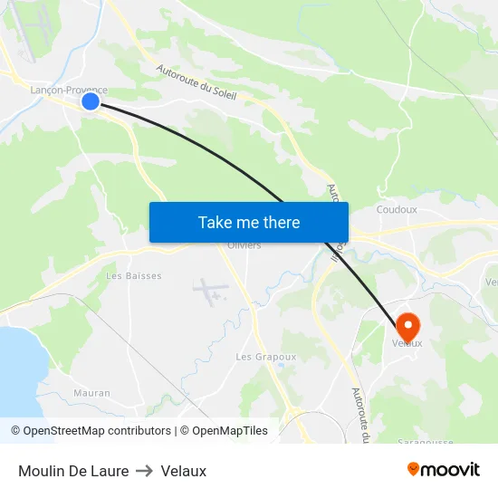 Moulin De Laure to Velaux map