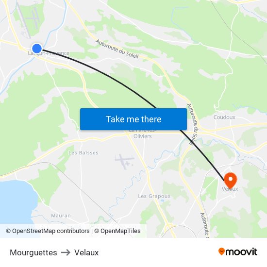 Mourguettes to Velaux map