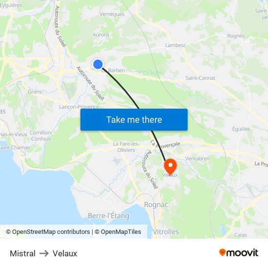Mistral to Velaux map