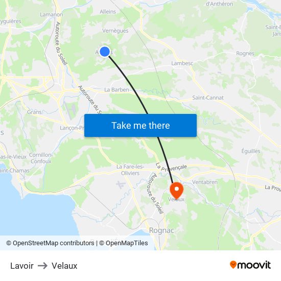 Lavoir to Velaux map