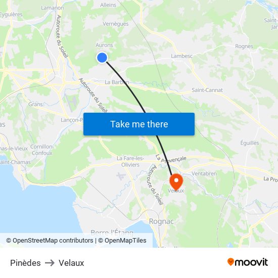 Pinèdes to Velaux map
