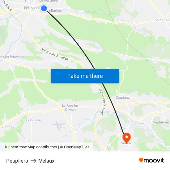 Peupliers to Velaux map