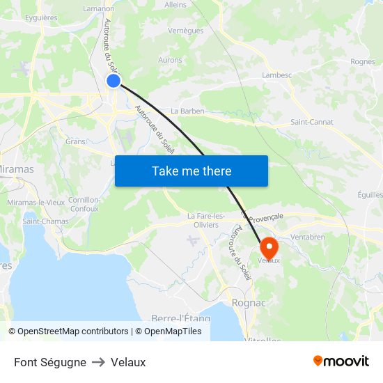 Font Ségugne to Velaux map