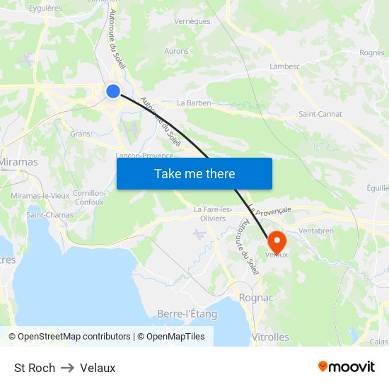 St Roch to Velaux map