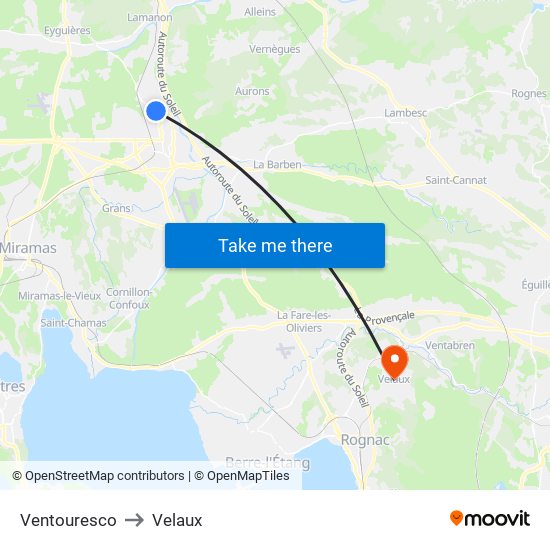 Ventouresco to Velaux map