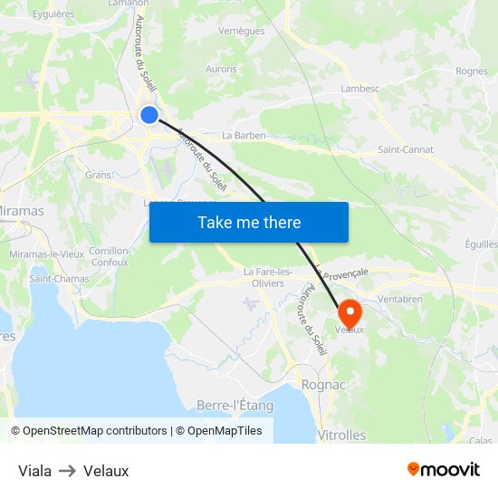 Viala to Velaux map