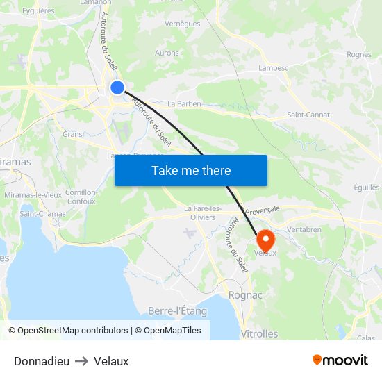 Donnadieu to Velaux map