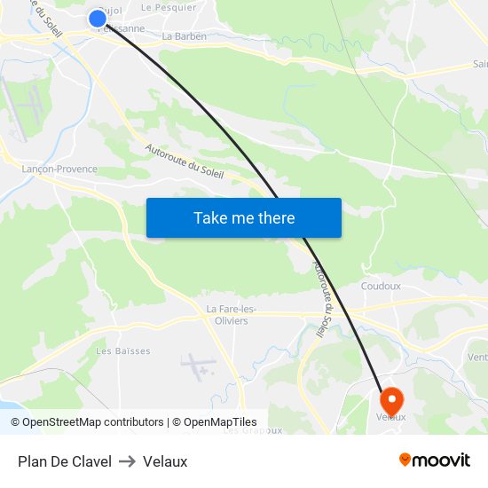 Plan De Clavel to Velaux map