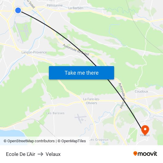 Ecole De L'Air to Velaux map