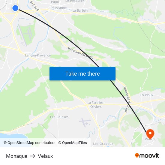 Monaque to Velaux map