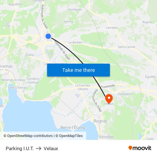 Parking I.U.T. to Velaux map
