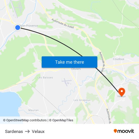 Sardenas to Velaux map