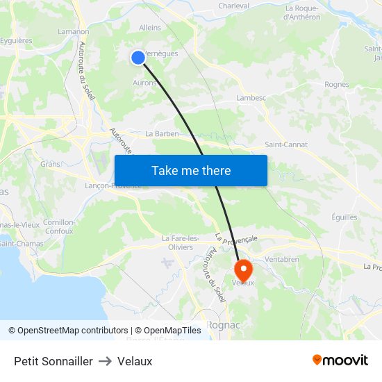 Petit Sonnailler to Velaux map