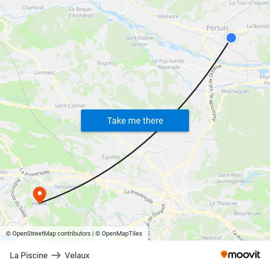 La Piscine to Velaux map