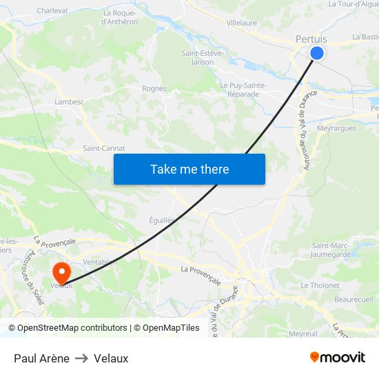 Paul Arène to Velaux map
