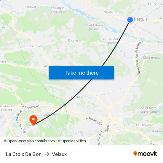 La Croix De Gon to Velaux map