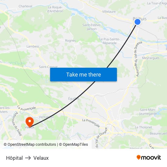 Hôpital to Velaux map