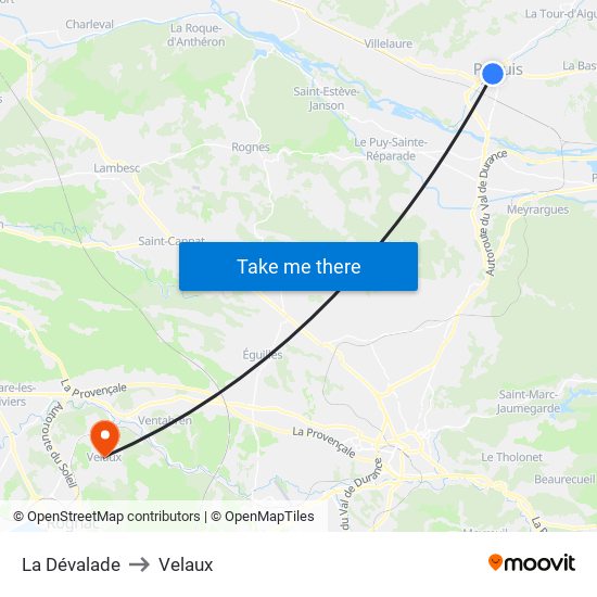 La Dévalade to Velaux map