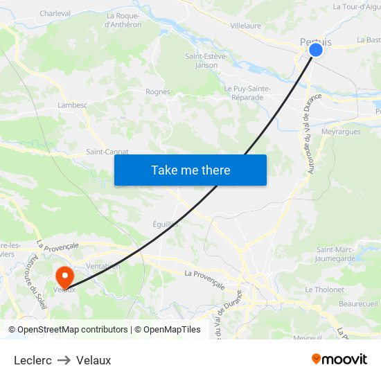 Leclerc to Velaux map
