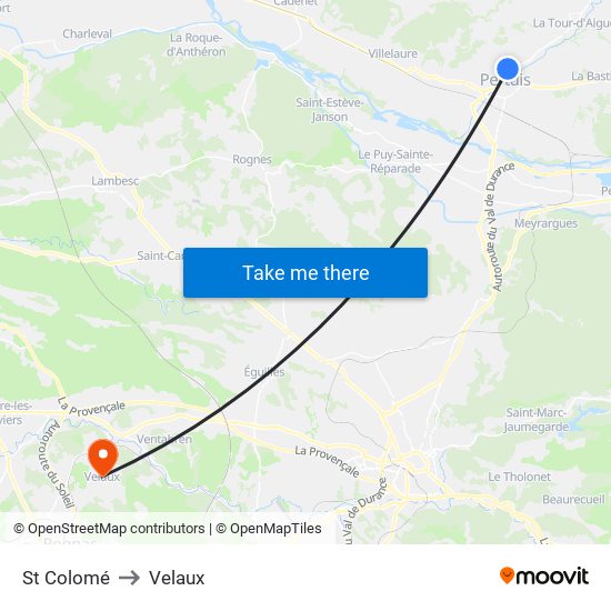 St Colomé to Velaux map