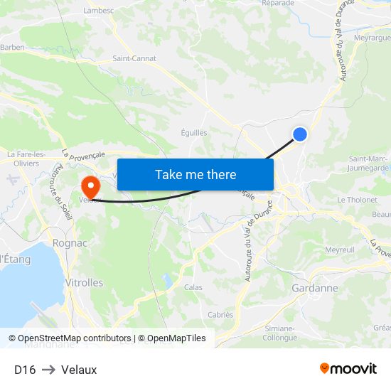 D16 to Velaux map