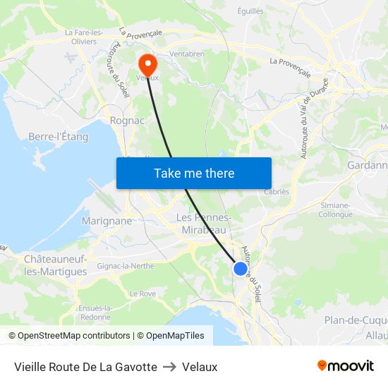 Vieille Route De La Gavotte to Velaux map