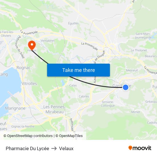 Pharmacie Du Lycée to Velaux map