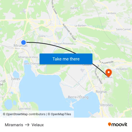 Miramaris to Velaux map