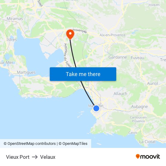 Vieux Port to Velaux map