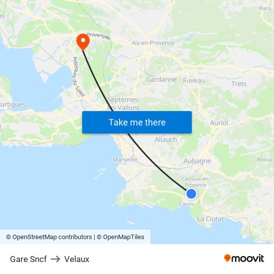 Gare Sncf to Velaux map