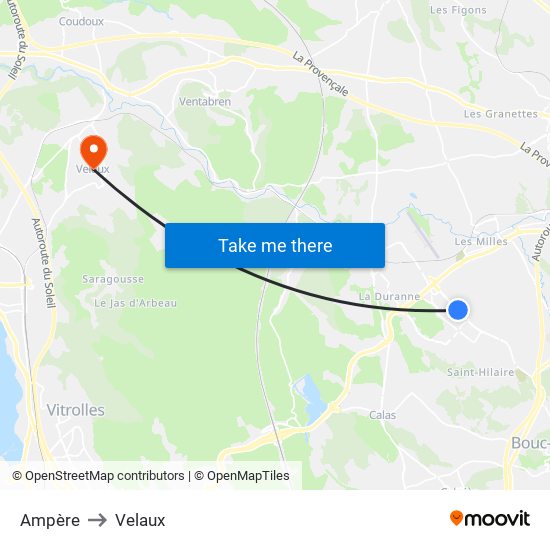 Ampère to Velaux map