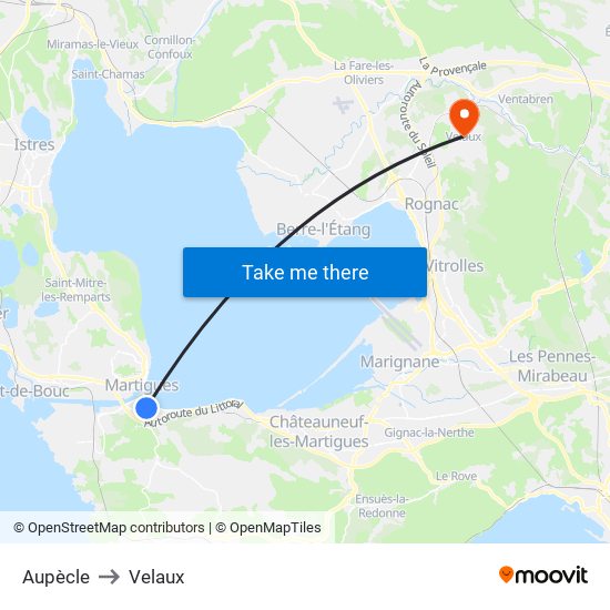 Aupècle to Velaux map