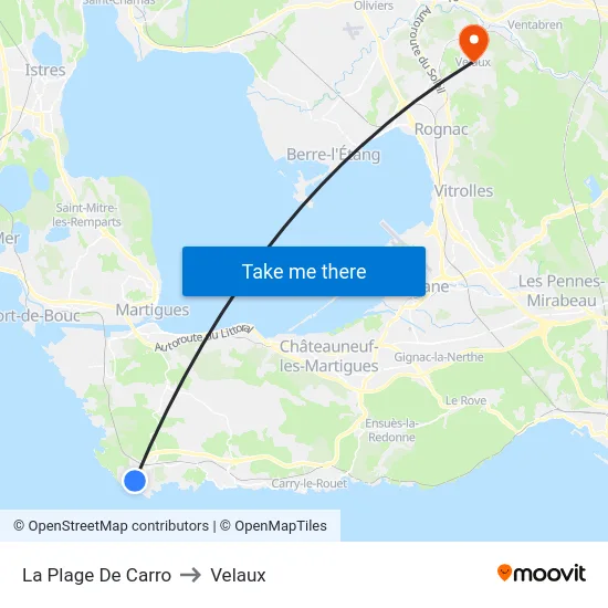 La Plage De Carro to Velaux map