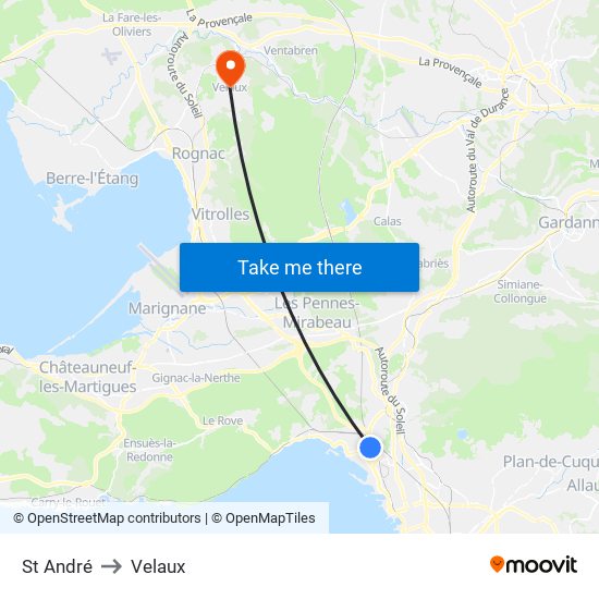 St André to Velaux map