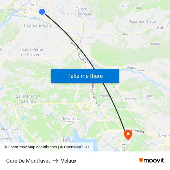 Gare De Montfavet to Velaux map