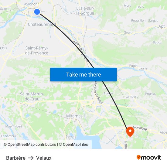 Barbière to Velaux map