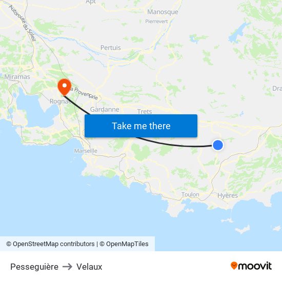 Pesseguière to Velaux map
