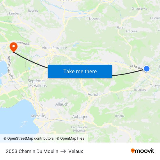 2053 Chemin Du Moulin to Velaux map