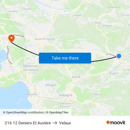 216 12 Deniers Et Auvière to Velaux map