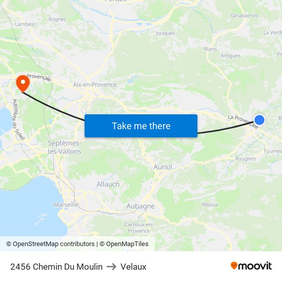 2456 Chemin Du Moulin to Velaux map