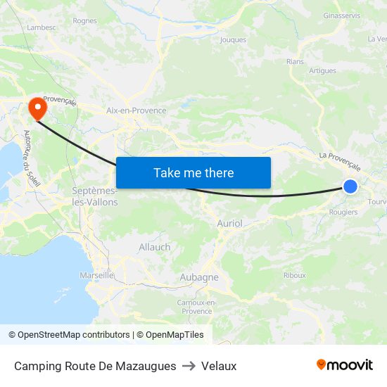 Camping Route De Mazaugues to Velaux map