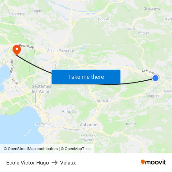 École Victor Hugo to Velaux map